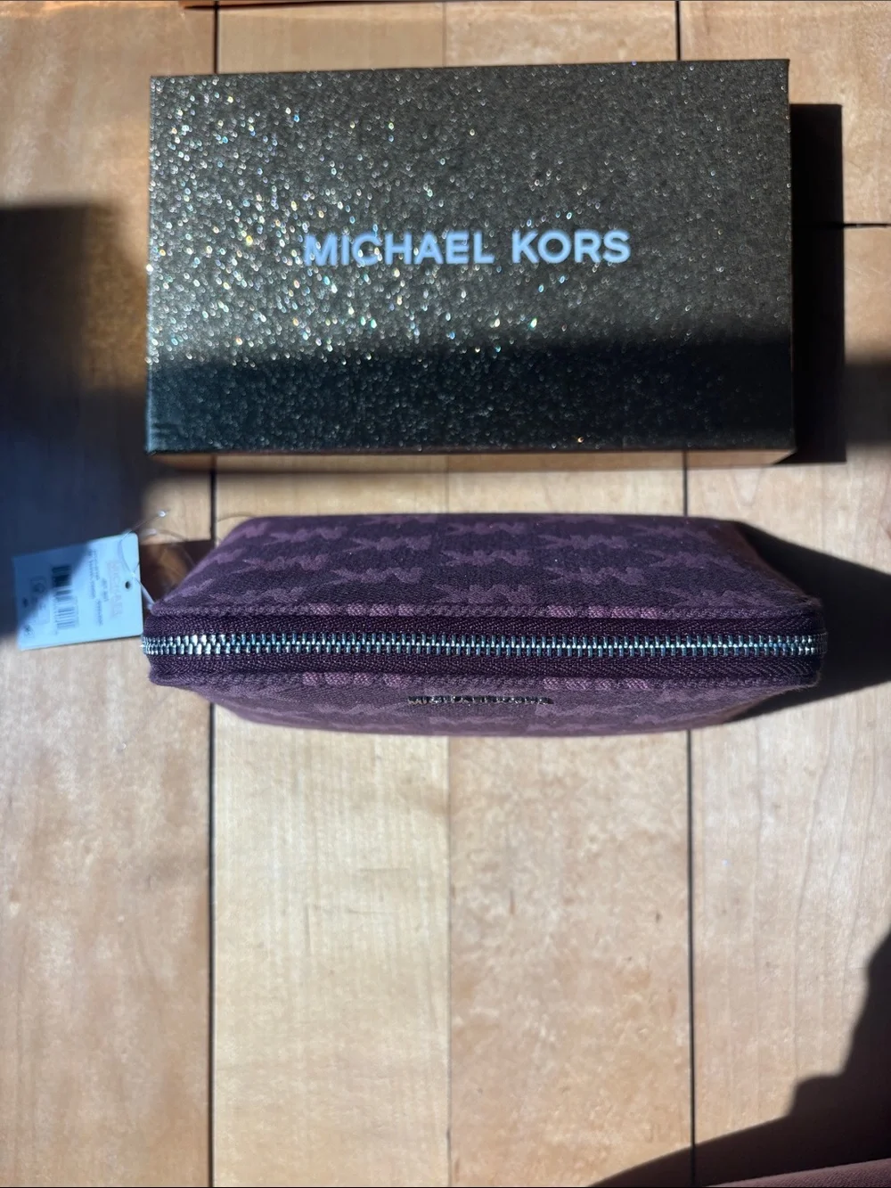 Michael Kors women’s ox blood jet set small MK Logo Travel Pouch